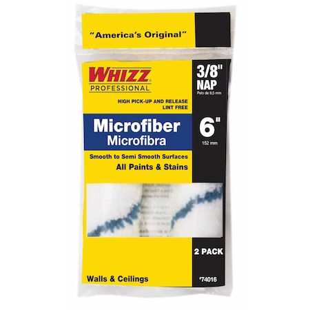Whizz Whizz Microfiber 6 in. W X 3/8 in. Mini Paint Roller Cover 2 pk 74016